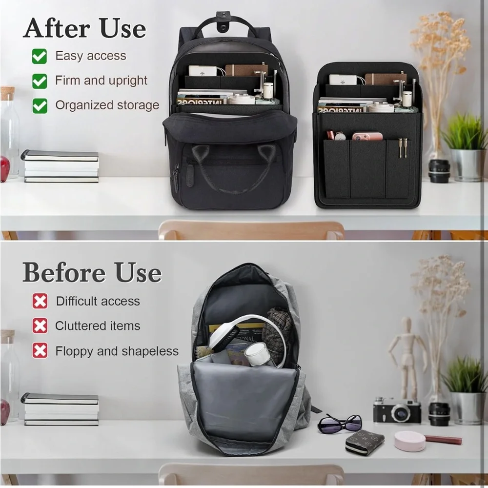 APSOONSELL Backpack Organizer Insert, Felt Bag Organizer For Rucksack Shoulder L